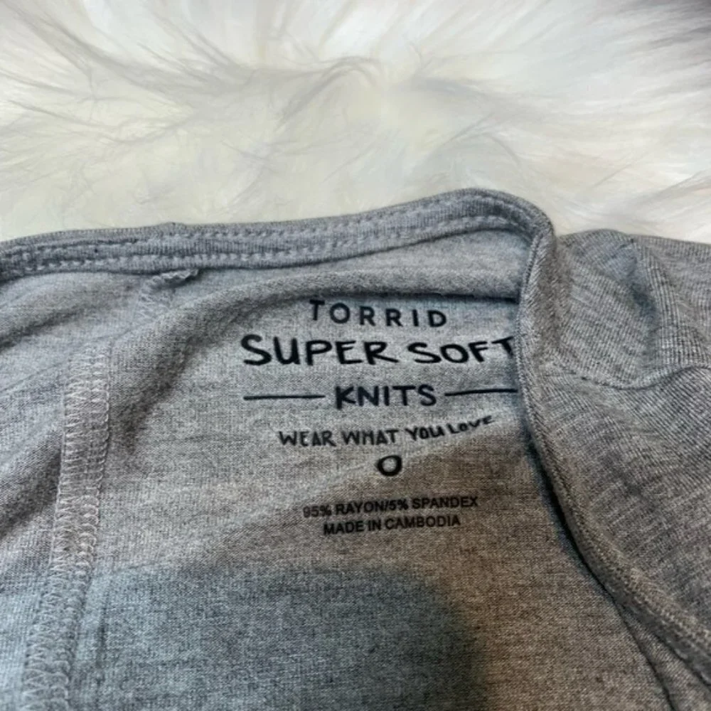 Torrid SUPER SOFT HEATHER GREY DRAPE FRONT CARDIGAN - Picture 4 of 7